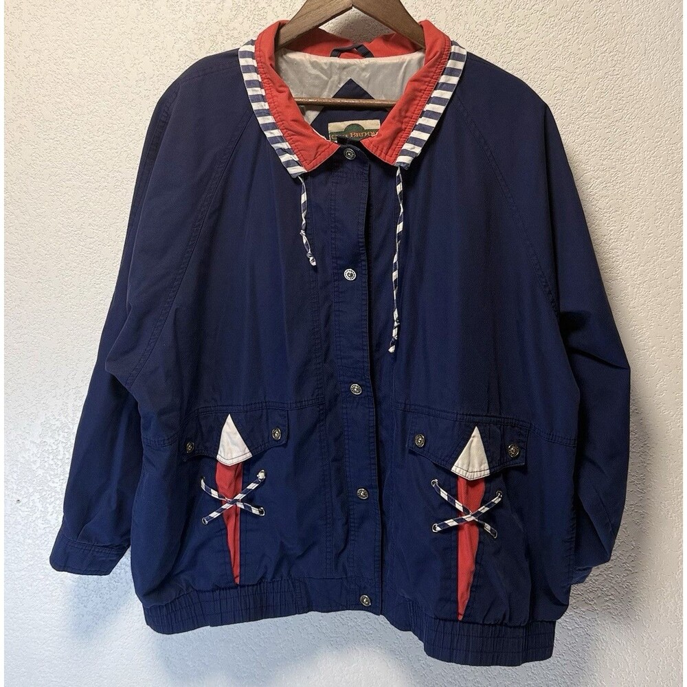 Out Brook Men’s Big & Tall 2X Navy Blue Nautical Jacket Lined Button Front